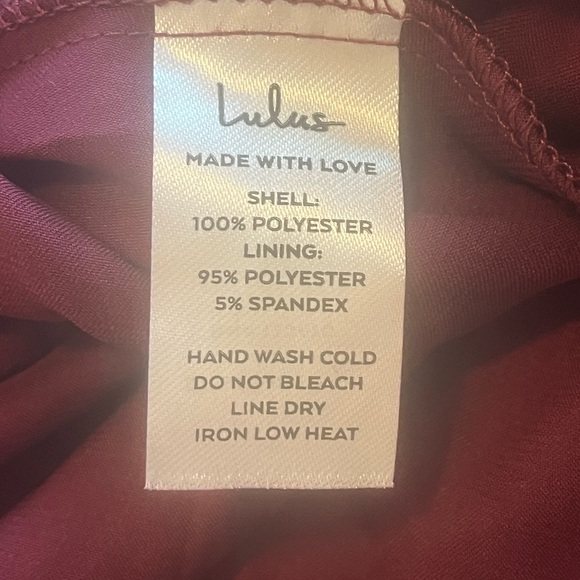 NWT Lulu’s Maroon Deep Red Spaghetti Strap Cross Back Long Formal Gown Side Slit - Picture 9 of 9